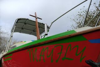 A red boat named 