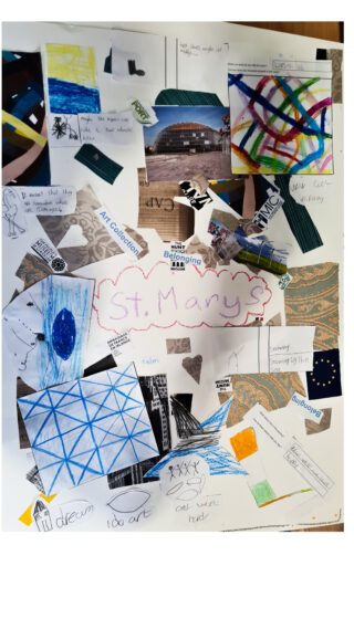 A cluttered evidence board with photos, documents, and maps interconnected by strings. The tone is investigative and mysterious, suggesting detective work.