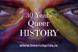 Close-up of eyes surrounded by vibrant rainbow paint with text overlay: 