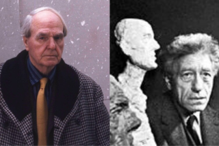 Juxtaposed images of Henry Moore and Alberto Giacometti