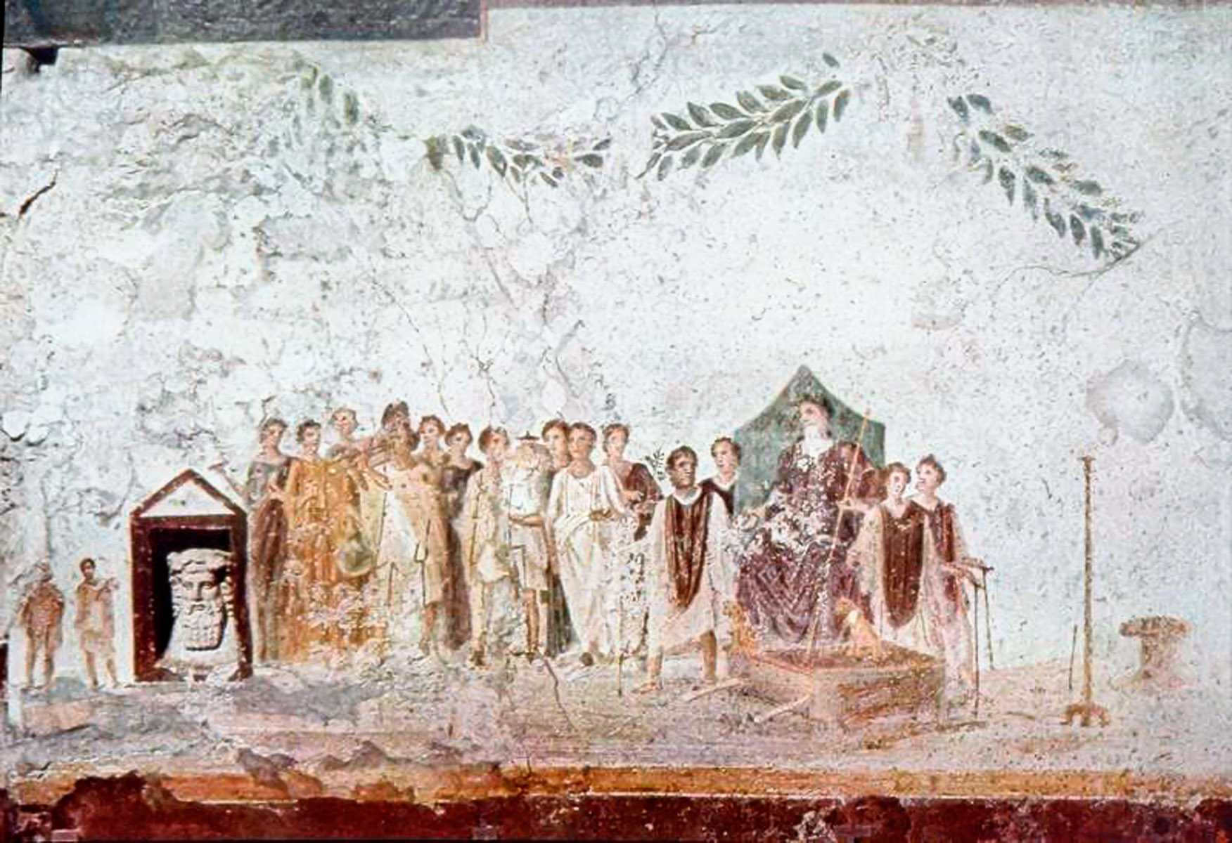 Fresco depicting a religious procession with a statue of Cybele /Facade of the House of Venus and the Four Gods (IX. 7. 1). 1st cent. CE.